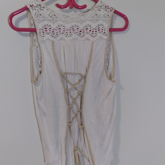 TINY Sleeveless Top/Vest. From Anthropologie, Lace-up Back - Picture 5 of 8